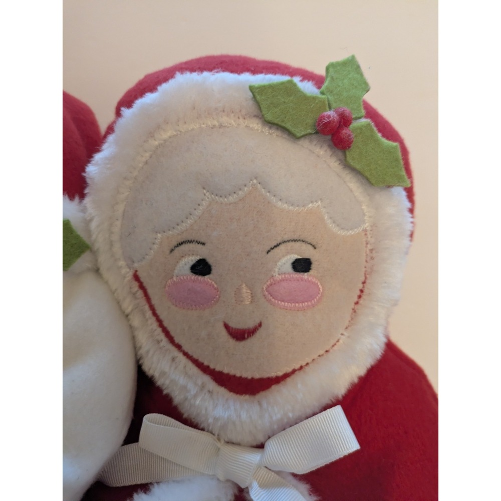 Plush Santa Hugging Mrs Claus 14" tall X 16" Wide Hook Loop Fastener Christmas - Picture 5 of 7